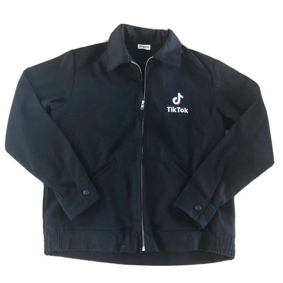 Tik Tok Original Black Denim Jacket Unisex Small - Picture 1 of 6